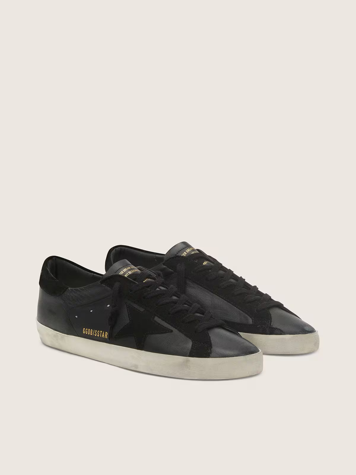 Super-Star pour homme en cuir nappa noir avec étoile et contrefort en daim noir