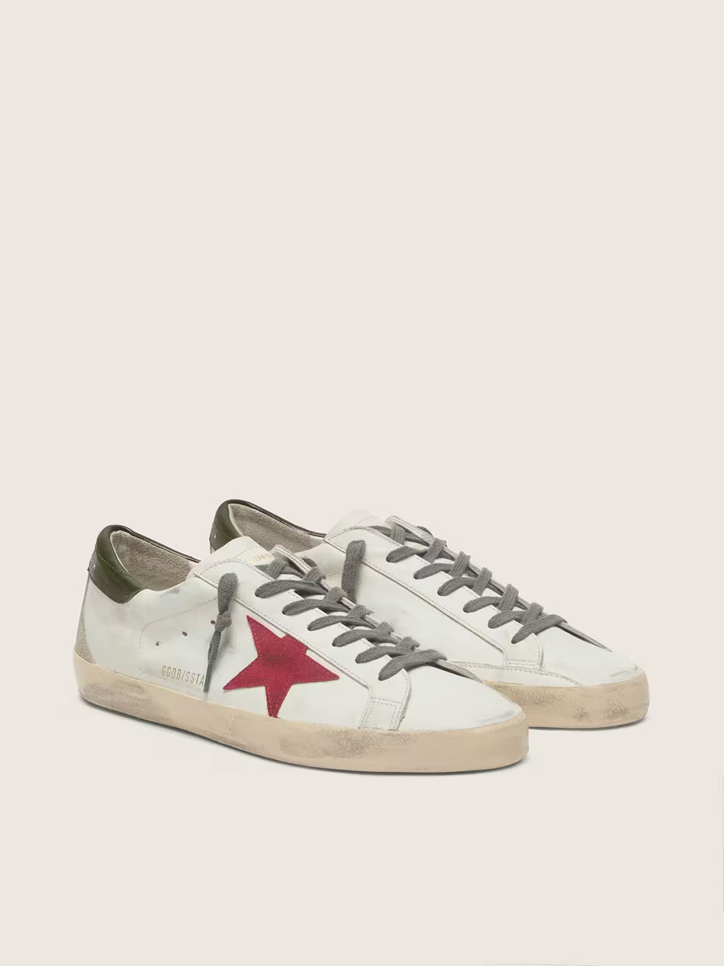 Super-Star avec étoile en daim rouge et contrefort en cuir vert