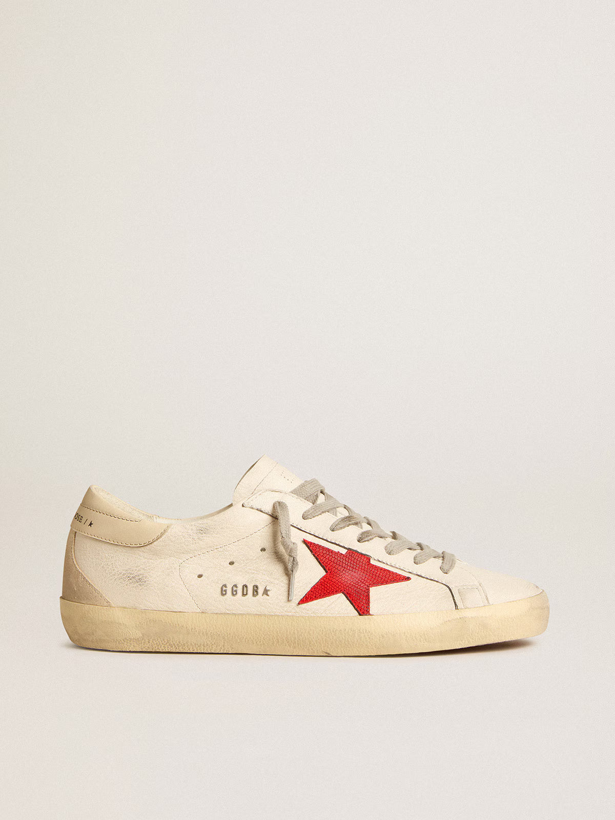 Super-Star pour homme en nappa avec étoile rouge et contrefort en cuir crème