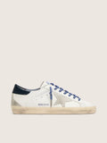 Super-Star LTD homme en cuir blanc avec étoile en cuir velours et empiècement en cuir bleu