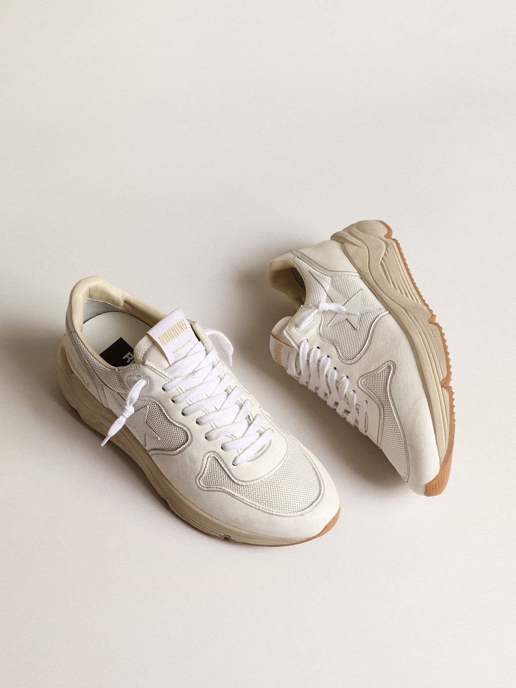 Running Sole homme en résille et nappa blancs