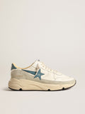 Running Sole en nappa avec étoile en cuir bleu et empiècement en daim