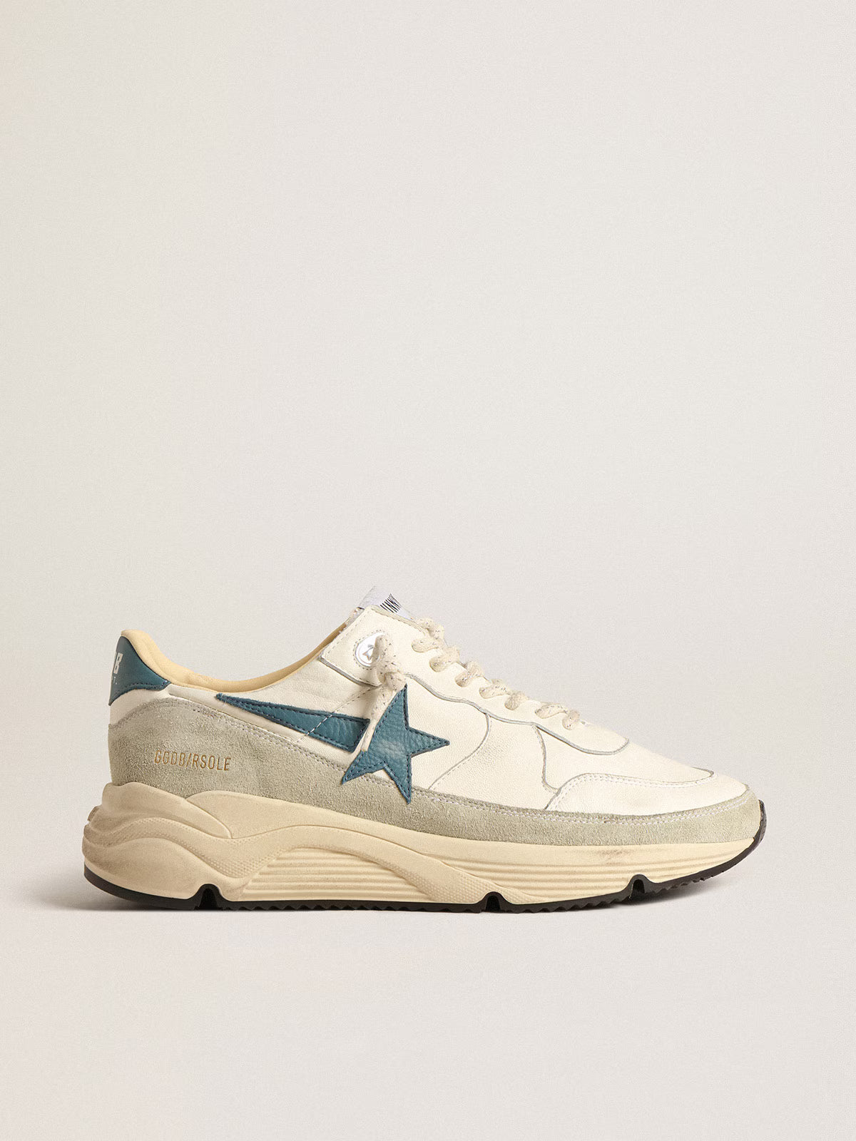 Running Sole en nappa avec étoile en cuir bleu et empiècement en daim