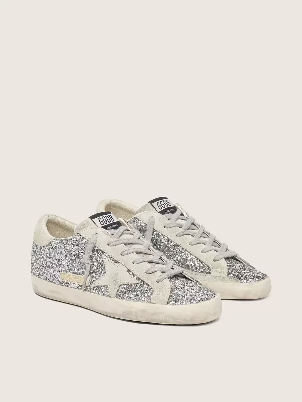 Super-Star à paillettes argentées avec étoile en daim gris froid