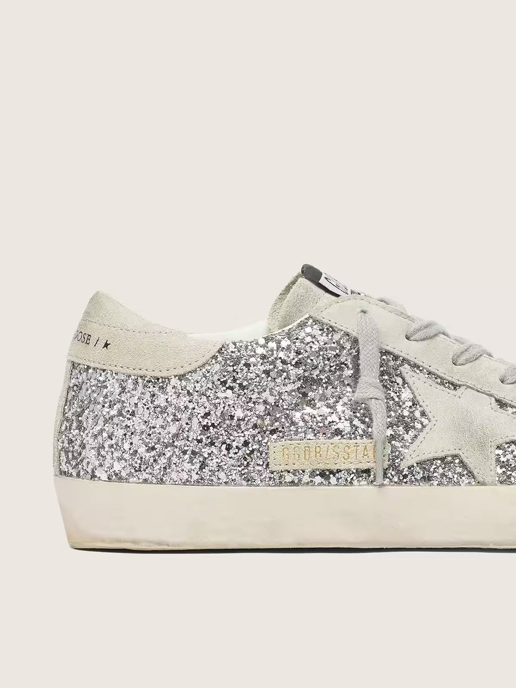 Super-Star à paillettes argentées avec étoile en daim gris froid