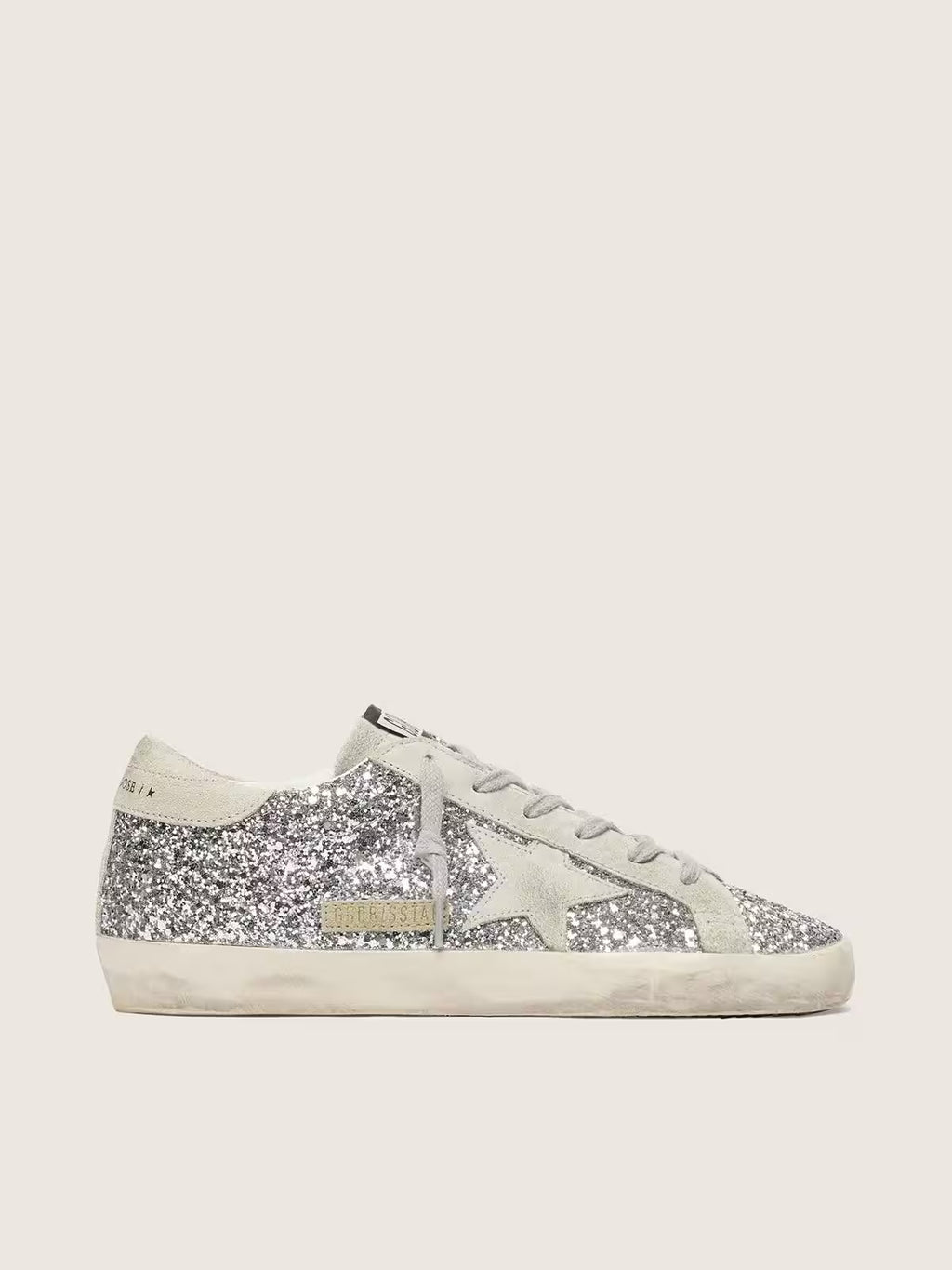 Super-Star à paillettes argentées avec étoile en daim gris froid