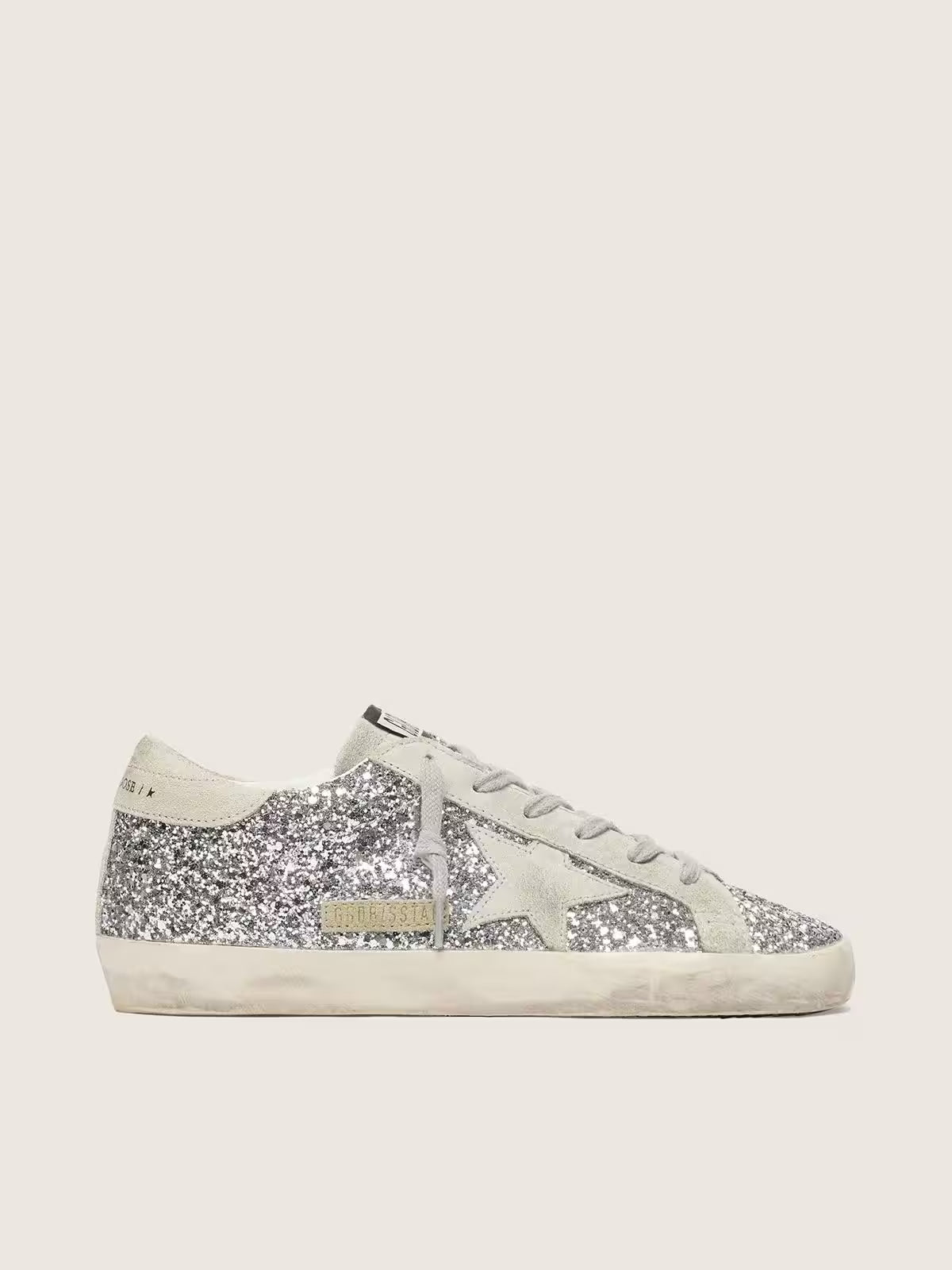 Super-Star à paillettes argentées avec étoile en daim gris froid