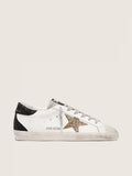 Super-Star femme en cuir nappa avec étoile à paillettes dorées et contrefort à paillettes noires