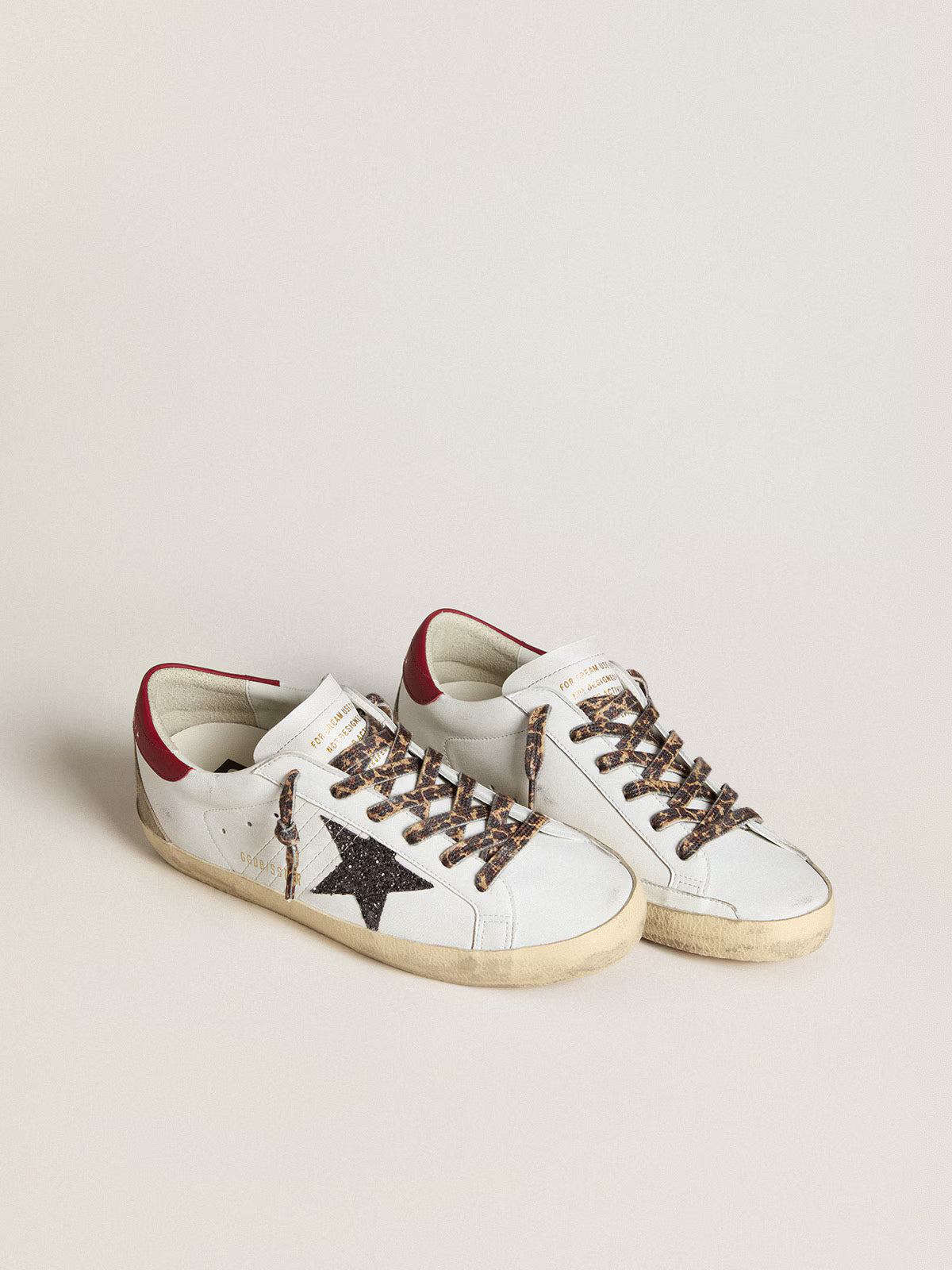 Super-Star pour femme en cuir nappa avec étoile à paillettes et contrefort en cuir nappa rouge
