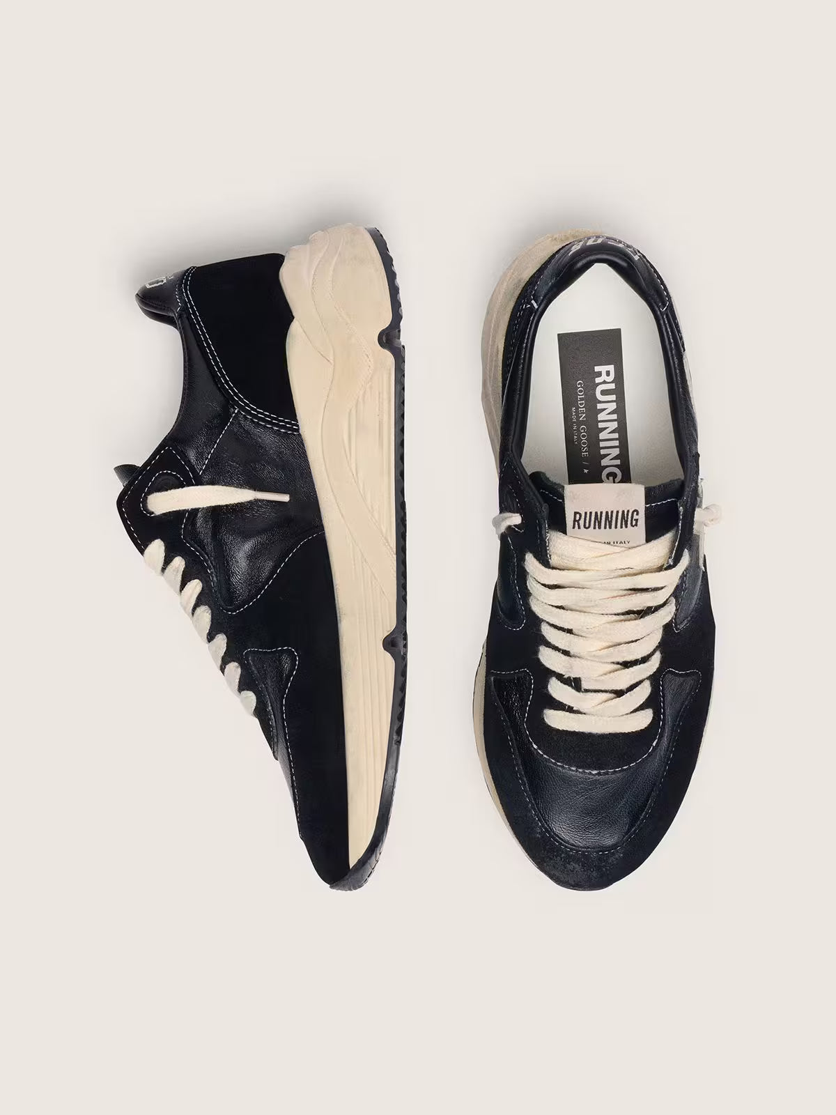 Running Sole femme en nappa et daim noirs