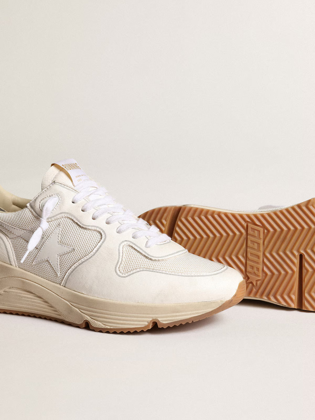 Running Sole femme en résille et nappa blancs
