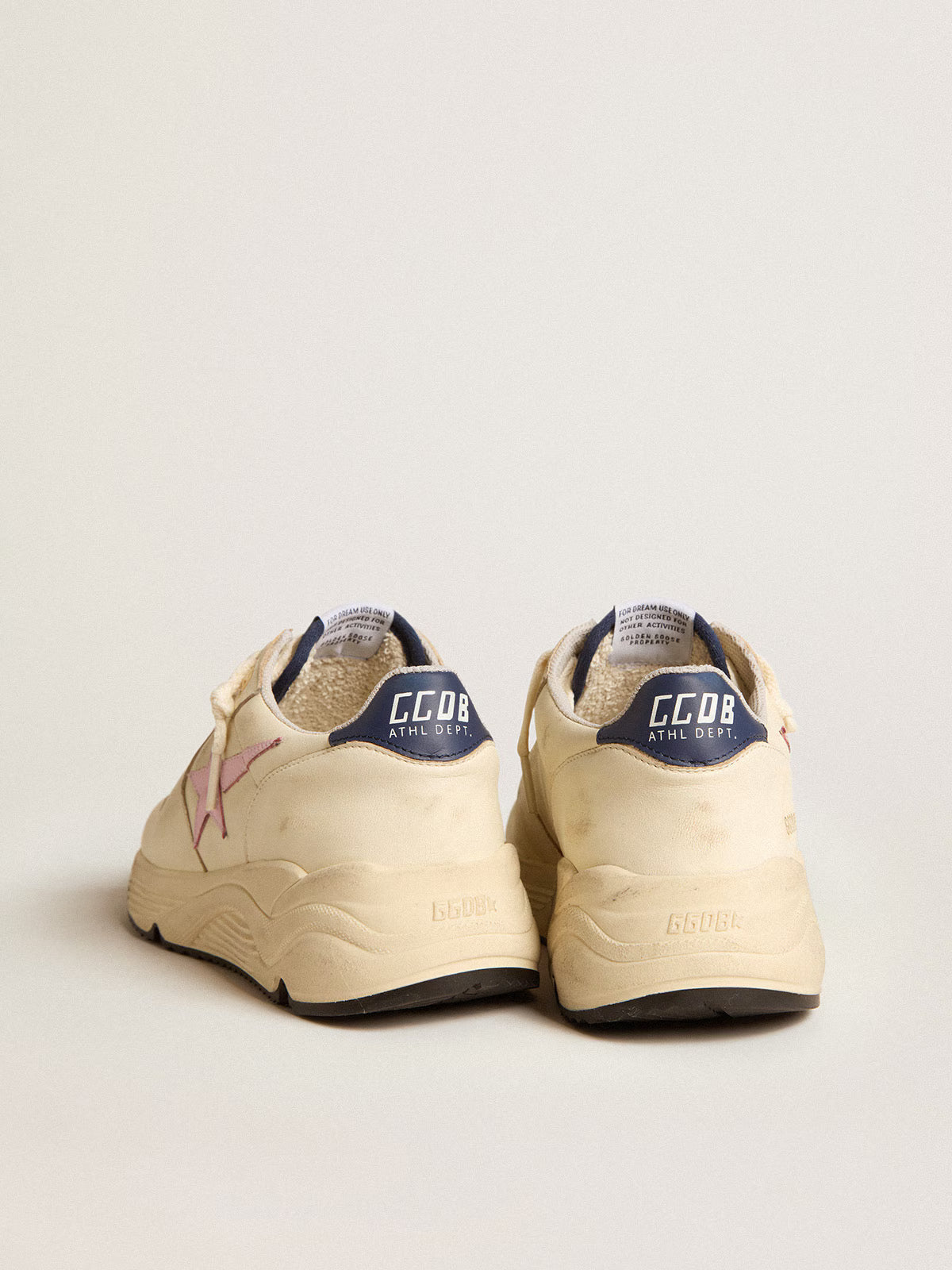 Running Sole en nappa avec étoile en cuir rose et contrefort en cuir bleu