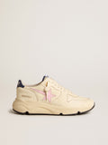Running Sole en nappa avec étoile en cuir rose et contrefort en cuir bleu