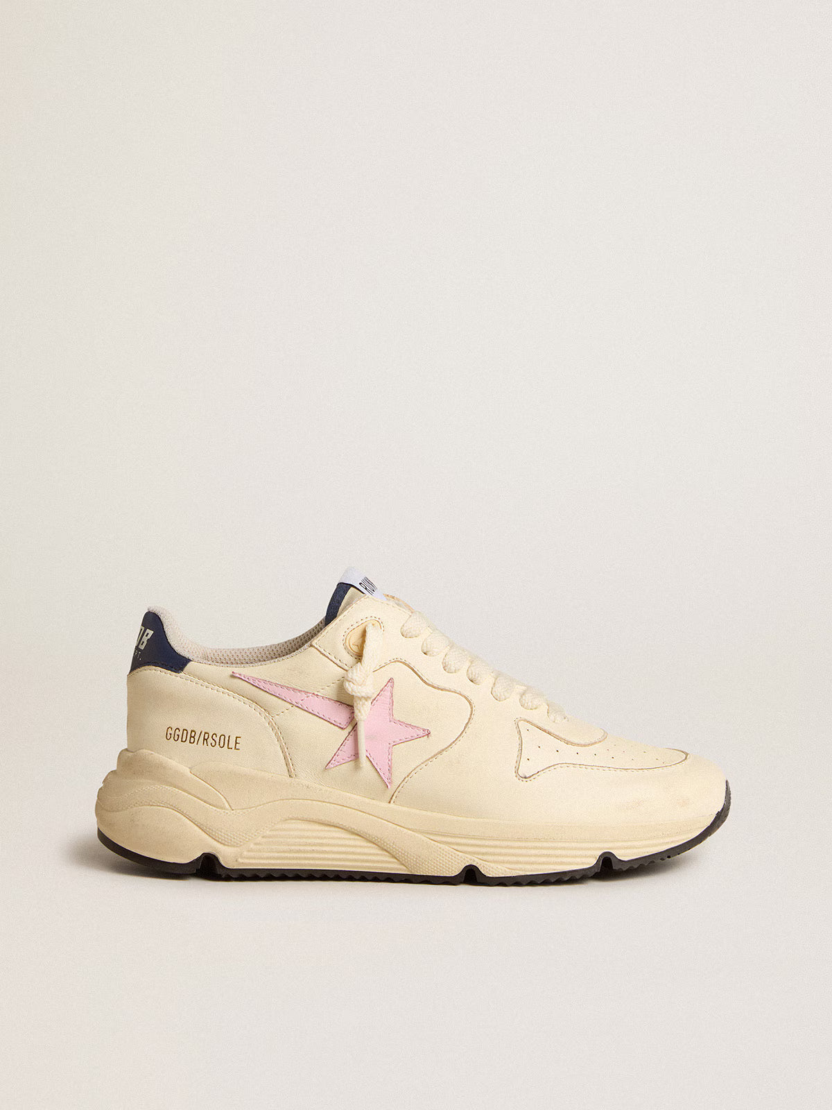 Running Sole en nappa avec étoile en cuir rose et contrefort en cuir bleu