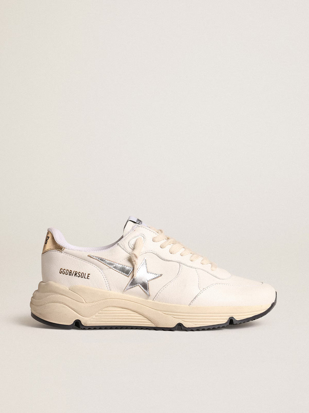 Running Sole en cuir nappa avec étoile argentée et contrefort en cuir doré