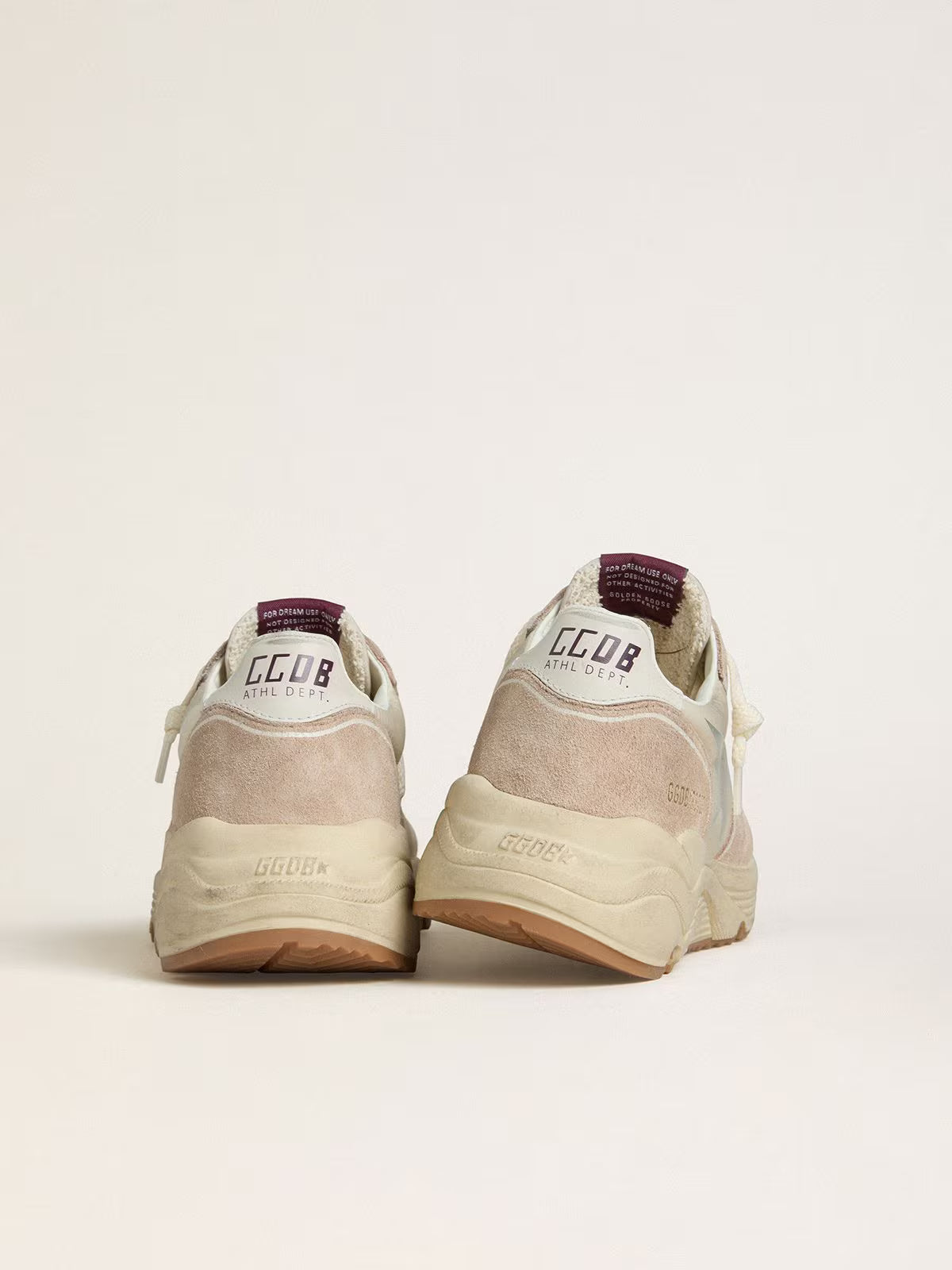 Running Sole pour femme en nylon et cuir velours avec étoile imprimée argentée et contrefort en cuir